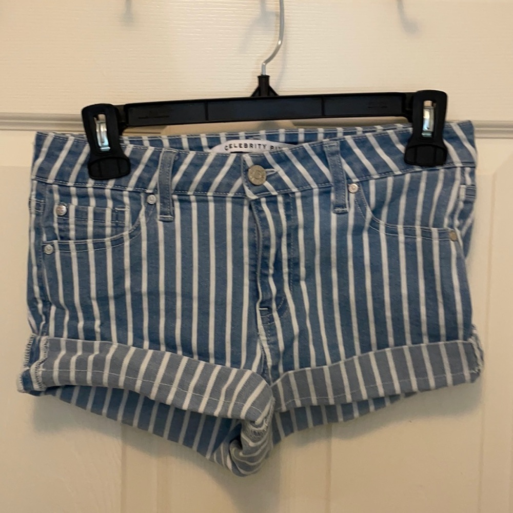 Stripped Jean Shorts